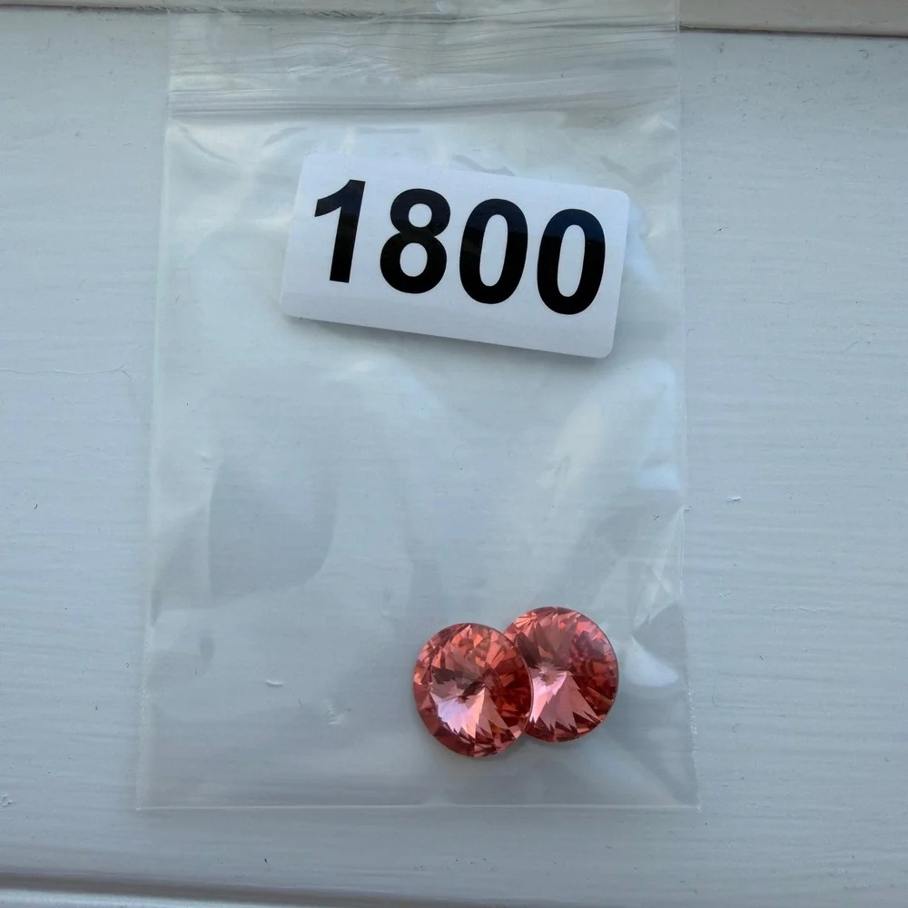 New Faceted Crystal Rivoli Stones 14mm Pink Round Lot of 2 - Picture 3 of 3